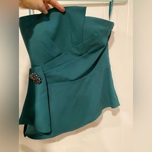 Emerald green corset top; size 4